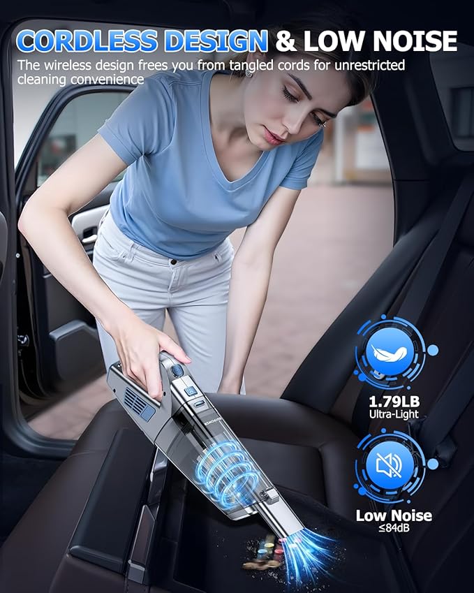 BQYPOWER Handheld Vacuum Cordless, 16000PA Strong Suction Hand Held Vacuum Dust - Image 7