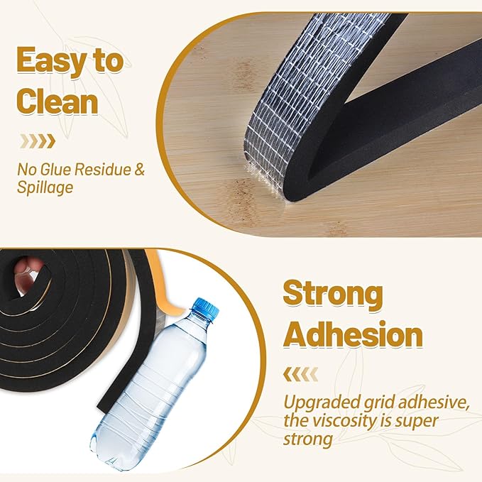 Weather Stripping High Density, 1/2 in x 1/2 in Soundproof Door Seal Strips - Image 2