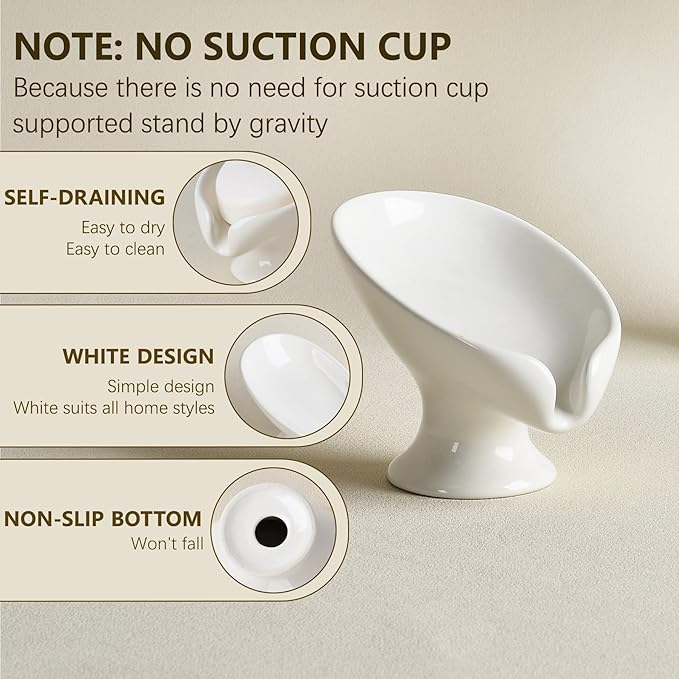Soap Dish, Self Draining Bar Soap Holder - Image 2