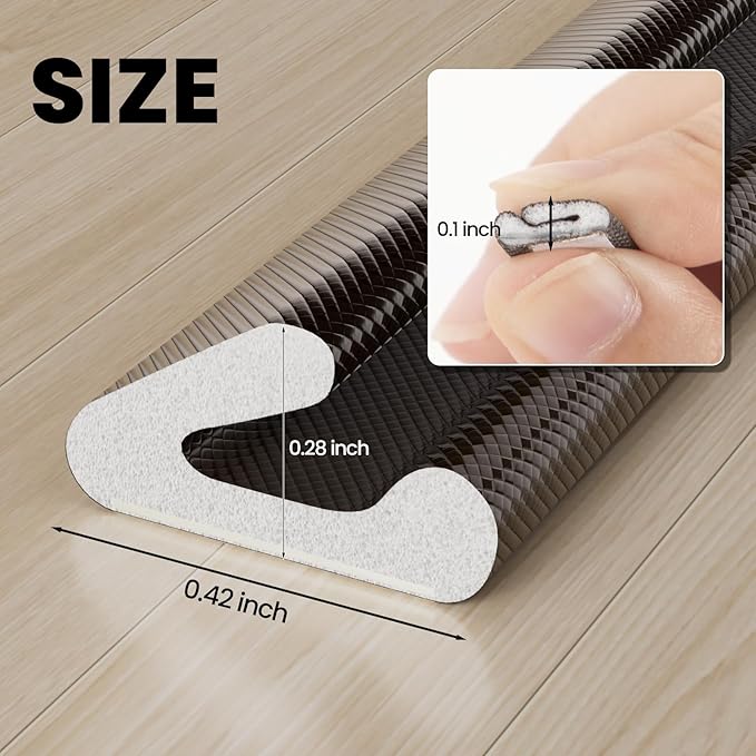 V Shape Foam Weather Stripping Door Frame Seal Strip 19.7FT Brown, Draft Stopper - Image 2