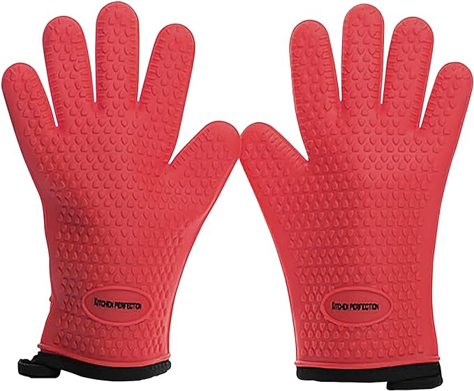 KITCHEN PERFECTION XL Silicone Smoker Oven Gloves-Extreme Heat Resistant BBQ by Kitchenperfection