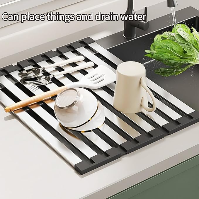 Foldable Dish Drying Rack, Over The Sink Dish Drying Rack ，Dish Drying mat，Dish - Image 7