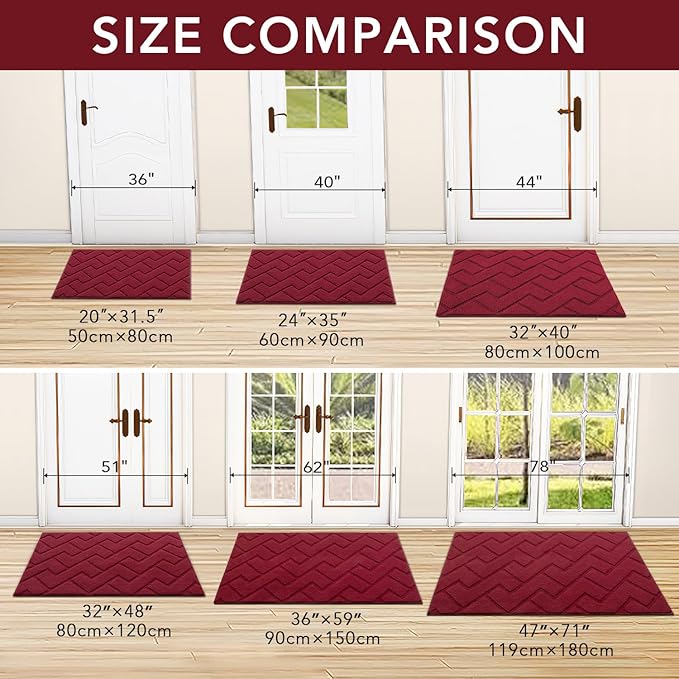 hicorfe Indoor Doormat, Front Back Door Mat Rubber Backing Non Slip Door Mats - Image 5