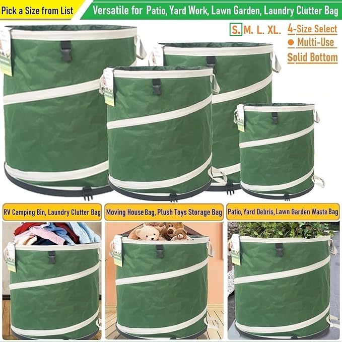 16-Gallon Collapsible Trash Can Hard-Shell Bottom Yard Garden Bag - Image 3