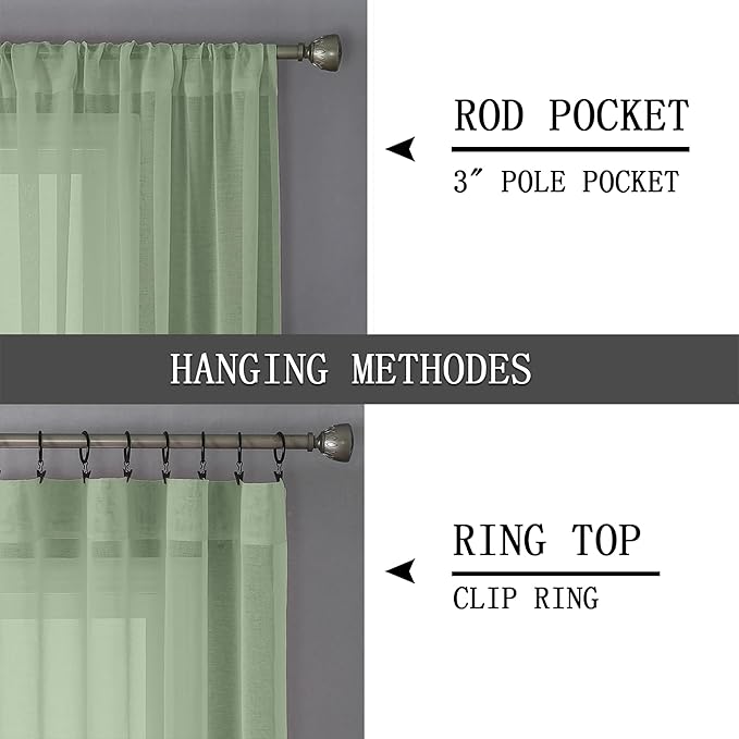 Tollpiz Sheer Tier Curtains Kitchen Linen Textured Half Curtain Sheers Light - Image 5