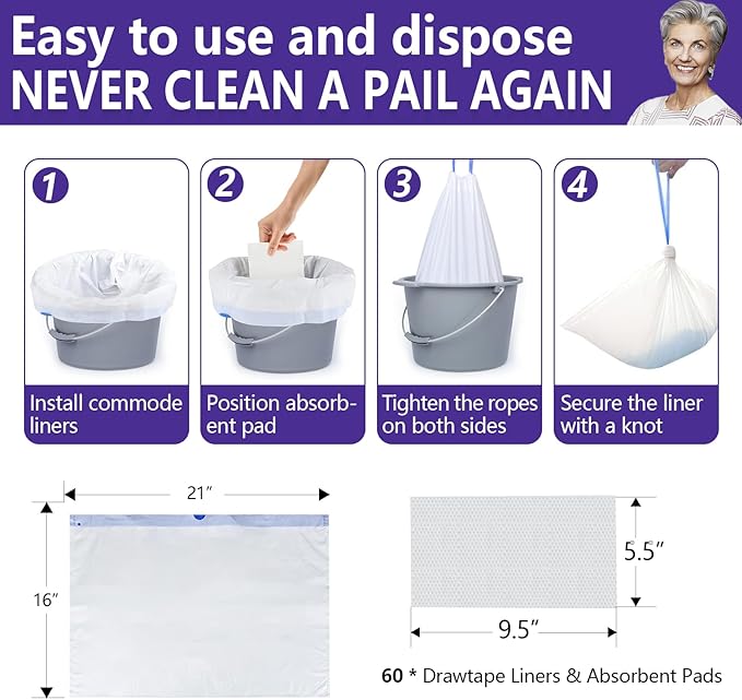Senvok Commode Liners with Highly Absorbent Pads - Image 4