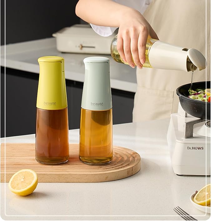 17oz Glass Oil Dispenser for Kitchen, Auto Flip、Non-Drip、Leak Proof, Oil - Image 6