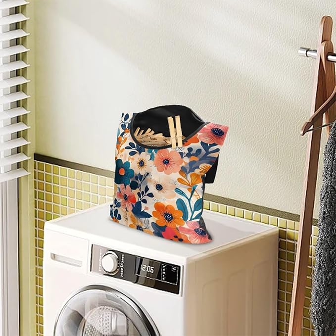 Colorful Gorgeous Flowers Rotatable Clothespin Storage Bag - Image 3
