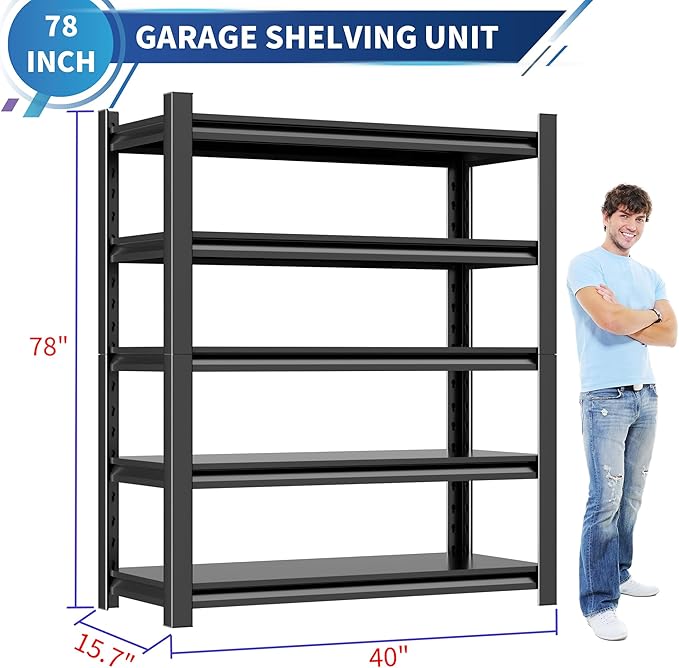 Garage Shelving Unit, 2 Pieces78 HThickened Metal Shelving Units - Image 2