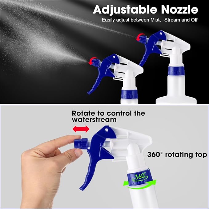 Eccliy 12 Pcs 16 Oz Plastic Spray Bottle, Adjustable Empty Reusable Sprayer - Image 6