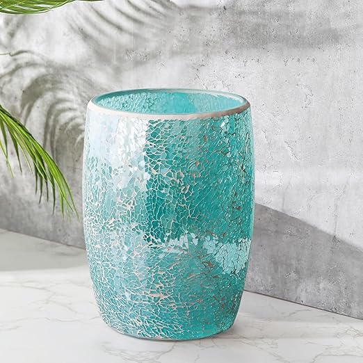 Escenzy Modern Bathroom Trash Can Mosaic Glass 5L | 7" x 10" | Decorative Small - Image 8