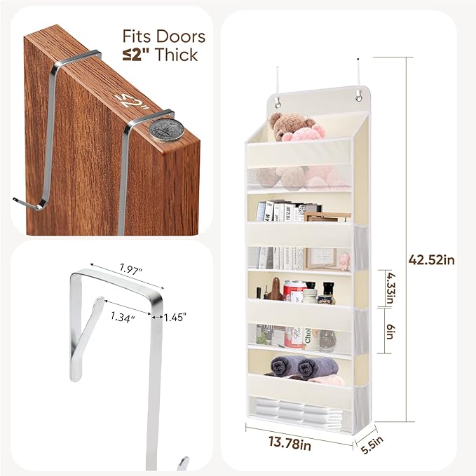 QINGUANG Over The Door Organizer, Hanging Organization and Storage, Behind Door - Image 2