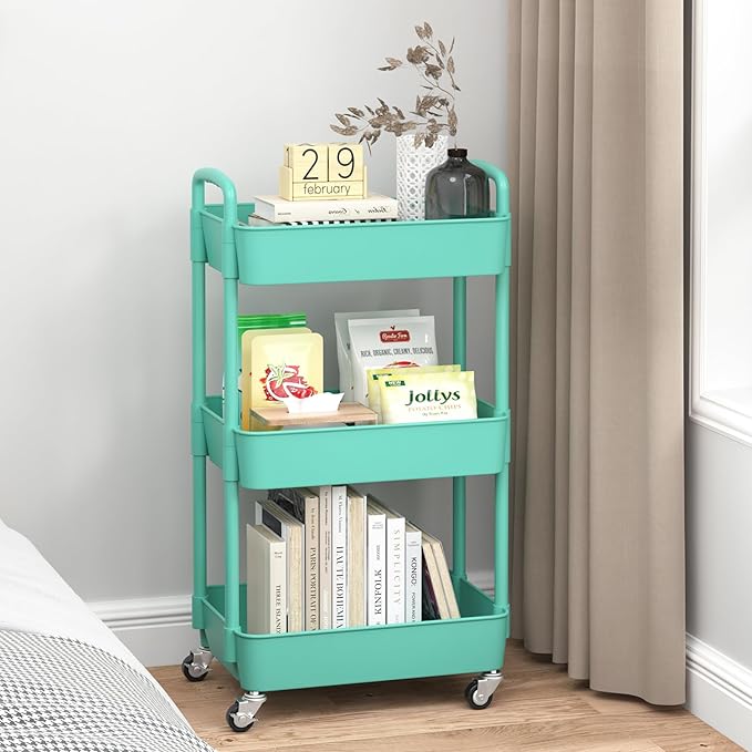 Sywhitta 3-Tier Plastic Rolling Utility Cart - Image 3