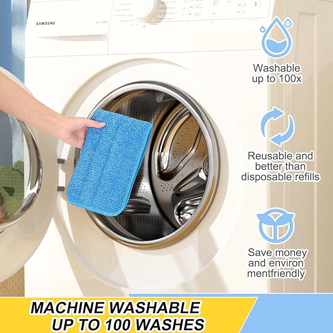 8 Pack 16.5 inch Reusable Mop Pads Microfiber Spray Mop Replacement Heads - Image 5