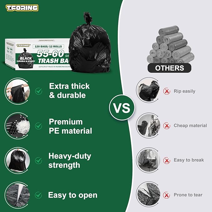 55-60 Gallon Black Trash Bags 120 Count - Image 3