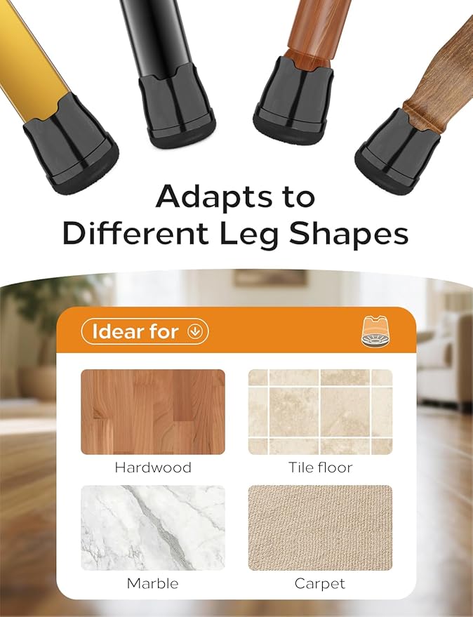 Upgrade 24 PCS Silicone & Felt Chair Leg Floor Protectors - Image 6