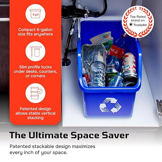 6 Gallon Stackable Recycling Bins - Image 3