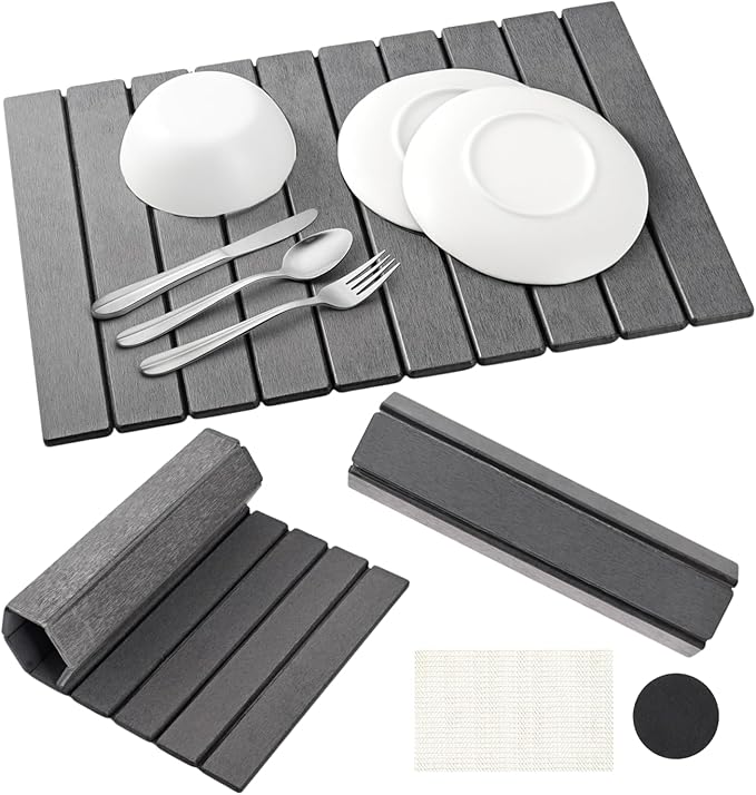 Large Stone Dish Drying Mats for Kitchen Counter, Foldable Quick Drying Mats by FulFillia