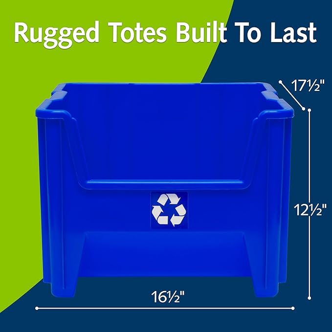 Commercial Industrial Heavy Duty Stackable Open-Front Recycling Bin Box - Image 5