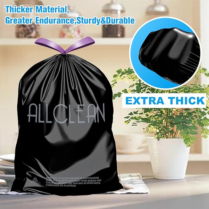 Trash Bags 15 Gallon Tall Kitchen Drawstring Garbage Bags, Fit 13-15 Gal Bins - Image 2