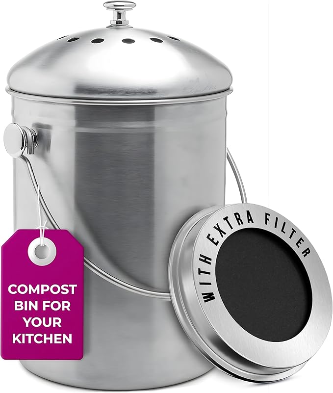 EPICA Countertop Compost Bin Kitchen | 1.3 Gallon | Odorless Composting Bin by Epica