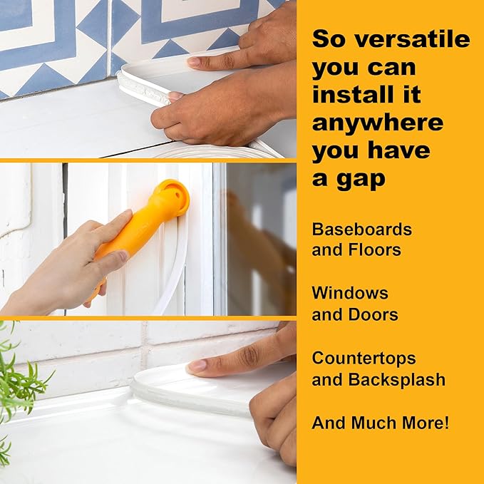 InstaTrim New & Improved Self-Adhesive Caulk Trim, 1/2" x 10', Waterproof - Image 5