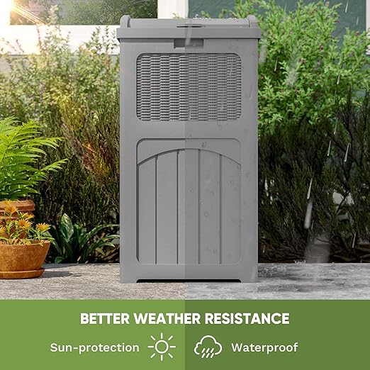 Patiowell 36 Gallon Outdoor Trash Can, Resin Outdoor Garbage Can - Image 4