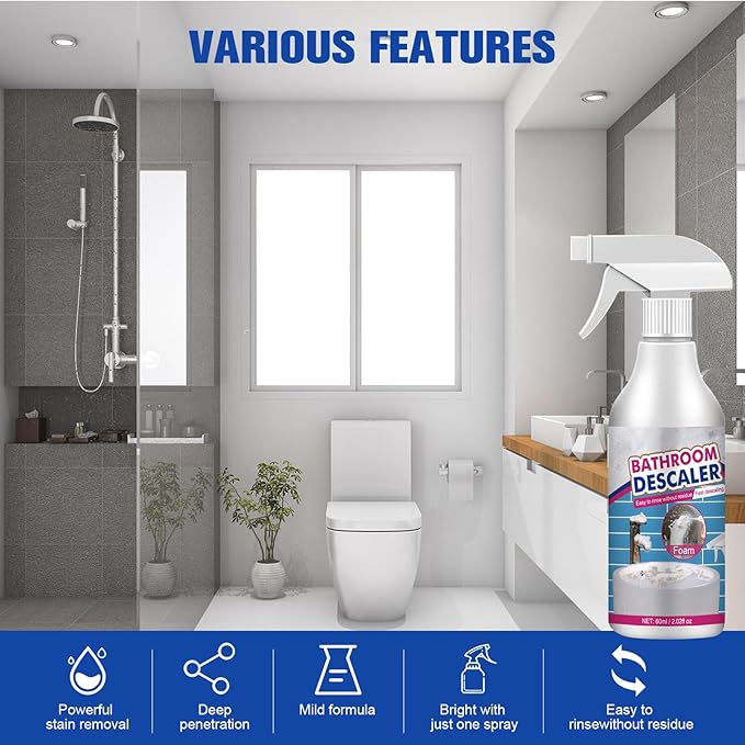 2PCS Bathroom Descaler Foam Cleaner, Stubborn Stains Cleaner, Bath-room - Image 3