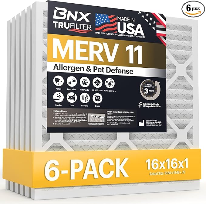 BNX TruFilter 16x16x1 Air Filter MERV 11 by BNX