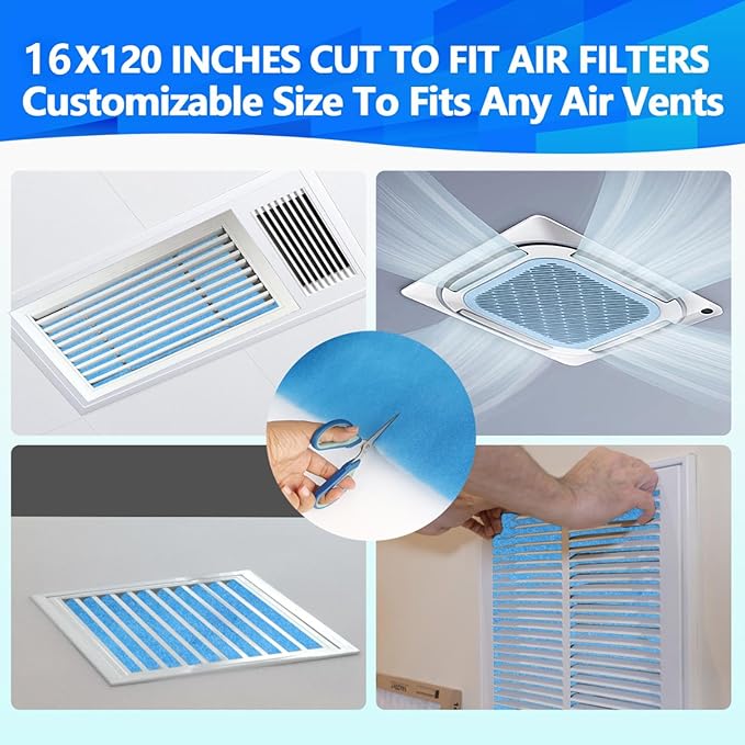 16" x120" Air Vent Filters, Cut to Fit Air Filter, MERV 8 Triple Vent Filter - Image 6
