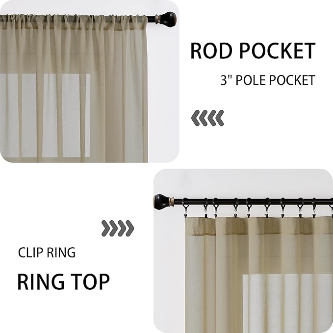 Tollpiz Short Sheer Door Curtains Closet Linen Textured Curtains Sheer Doorway - Image 5