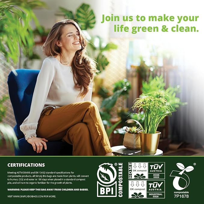 10-13 Gallon Compostable Trash Bags Handle-Tie, Heavy Duty Thick 0.87 Mil - Image 8