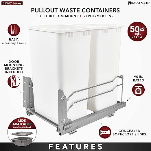 Rev-A-Shelf Double Pullout Trash Cans - Image 3