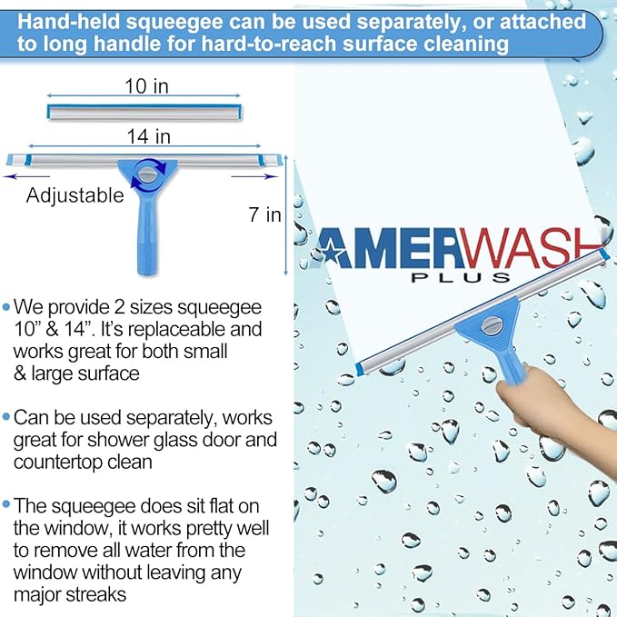Window Squeegee Washing Kit for Shower Glass Door, Mirror and Window Cleaning - Image 3