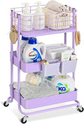 KINGRACK 3 Tier Rolling Cart, Metal Mobile Storage Shelf by KINGRACK