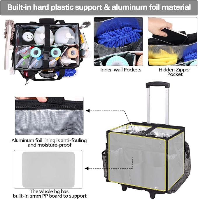 Extra Large Rolling Cleaning Caddy Bag - Image 4