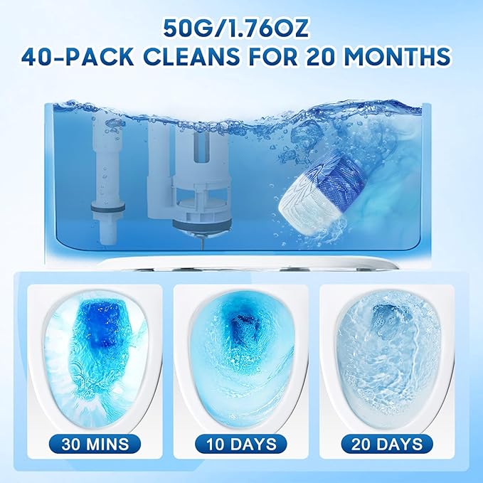 KIISIISO Ultra Clean Toilet Tablets White & Blue-60 PACK, Toilet Bowl Cleaners - Image 2