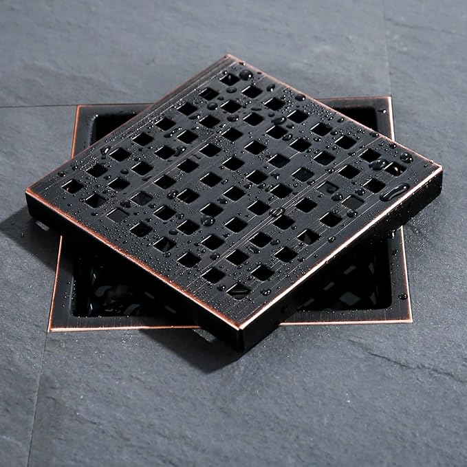 RANDOM Oil Rubbed Bronze Shower Drain Square 6 Inch Shower Floor Drain Grate & - Image 7
