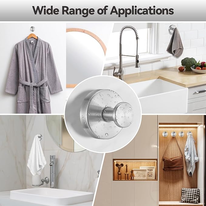 4 PCS Suction Cup Hooks for Shower, Stainless Steel No Drill Suction Towel Hooks - Image 3