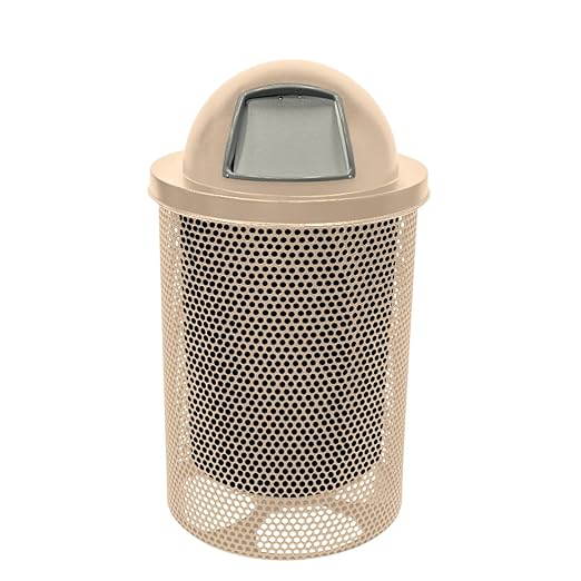 COATEDOUTDOORFURNITURE RDT-P-TAN Heavy Duty Round Trash Receptacle by CoatedOutdoorFurniture