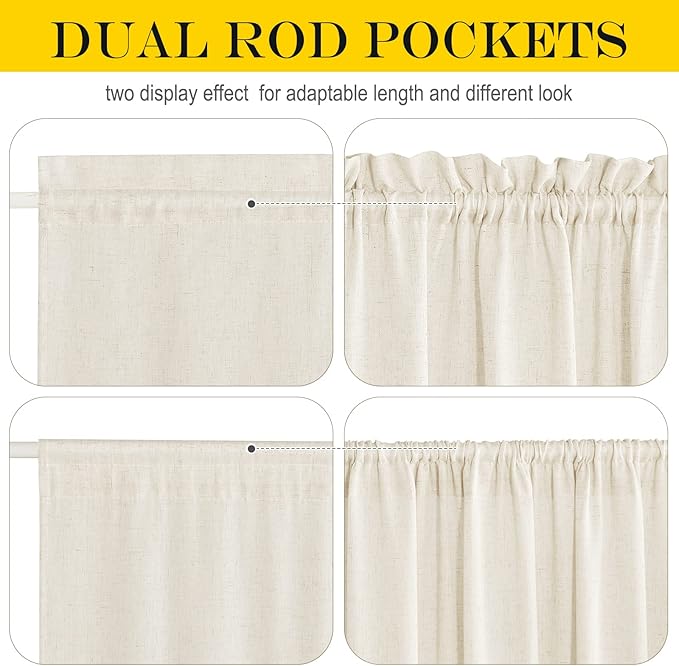 NICETOWN Linen Curtain for French Doors, Privacy Kitchen Window Coverings - Image 4