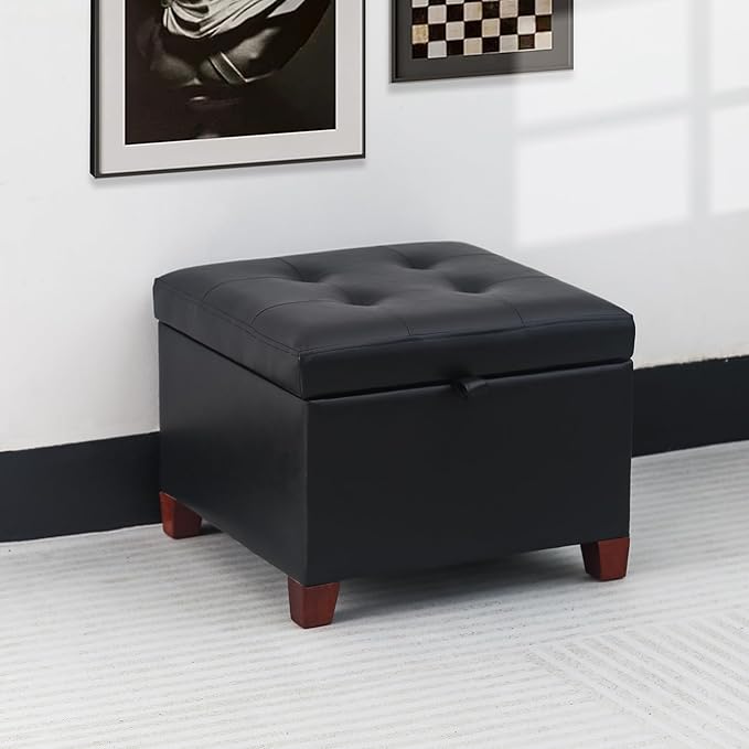 Adeco Faux Leather Storage Ottoman - Image 6