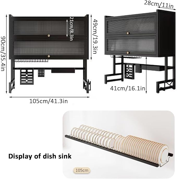 Dish Drying Rack 4 Tiers with Cover, Keep Kitchen Sink Shlef Organized - Image 7