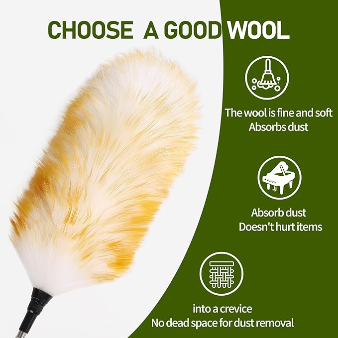 Extendable Lambswool Duster 25-64" Retractable Telescopic Handle Removable Head - Image 3