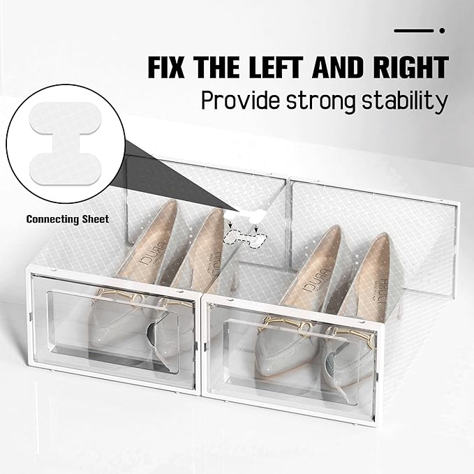 Kuject 15 Pack Shoe Storage Boxes, Large Clear Plastic Stackable Shoe Organizer - Image 3