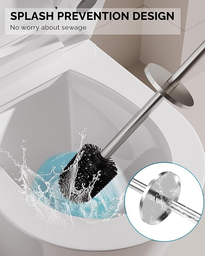 Toilet Brush and Holder Set, 2 Pack Stainless Steel Toilet Bowl Brush - Image 4