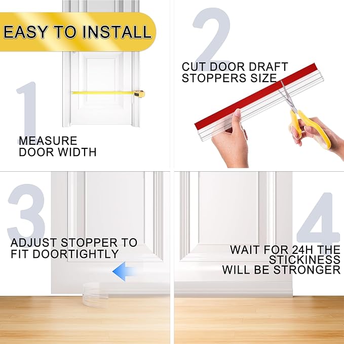 Door Draft Stopper, Door Sweep for Bottom of Door, Weather Stripping Door Seal - Image 6