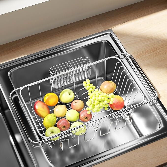 Small Dish Drying Rack in Sink, Extendable Stainless Steel Dish Drainers - Image 8