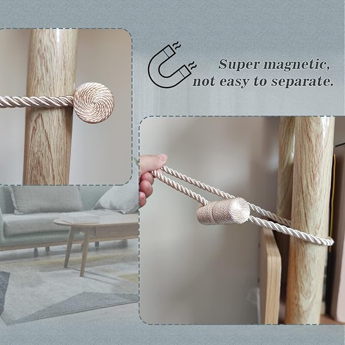 Hion Magnetic Curtain Tiebacks Dark Brown 2pcs, Curtain Tiebacks Buckles - Image 7