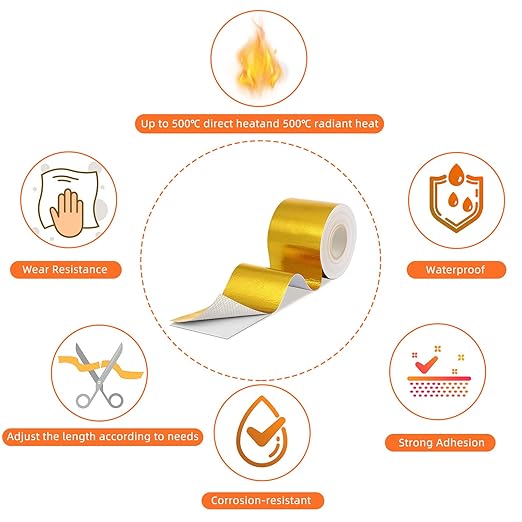 Zonon 2 Rolls Aluminum Foil Tape Heat Shield Tape Barrier Adhesive Reflective - Image 3